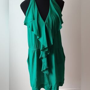 Green Silk Mini Dress Size L